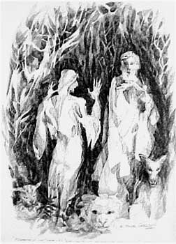 Dante Meeting Virgil - Fine Art Drawing by E. Thor Carlson