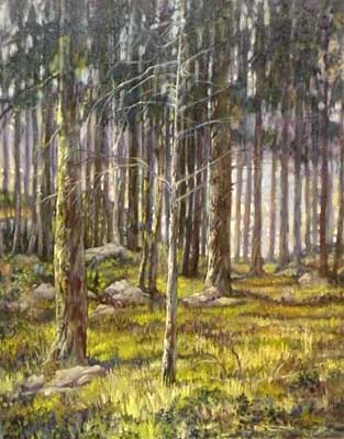Five Island Pines, Boothbay, Maine  Fine Art Tree Painting by E. Thor Carlson