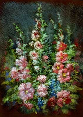 Hollyhocks - Fine Art Pastel by E. Thor Carlson