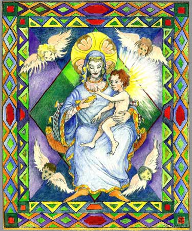 Madonna and Child - Colored Fine Art Print by E.Thor Carlson