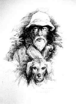 Old Man and Dog - Fine Art Drawing by E. Thor Carlson