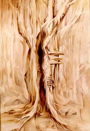 Sauna Series - Warren's Tree - Painting by E. Thor Carlson